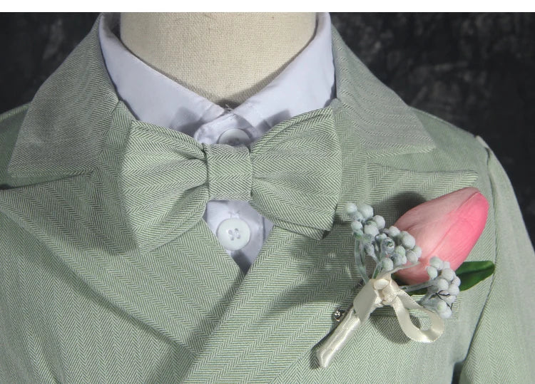 Boys' Formal Green Suit Set – Double-Breasted Blazer & Pants for Wedding & Birthday