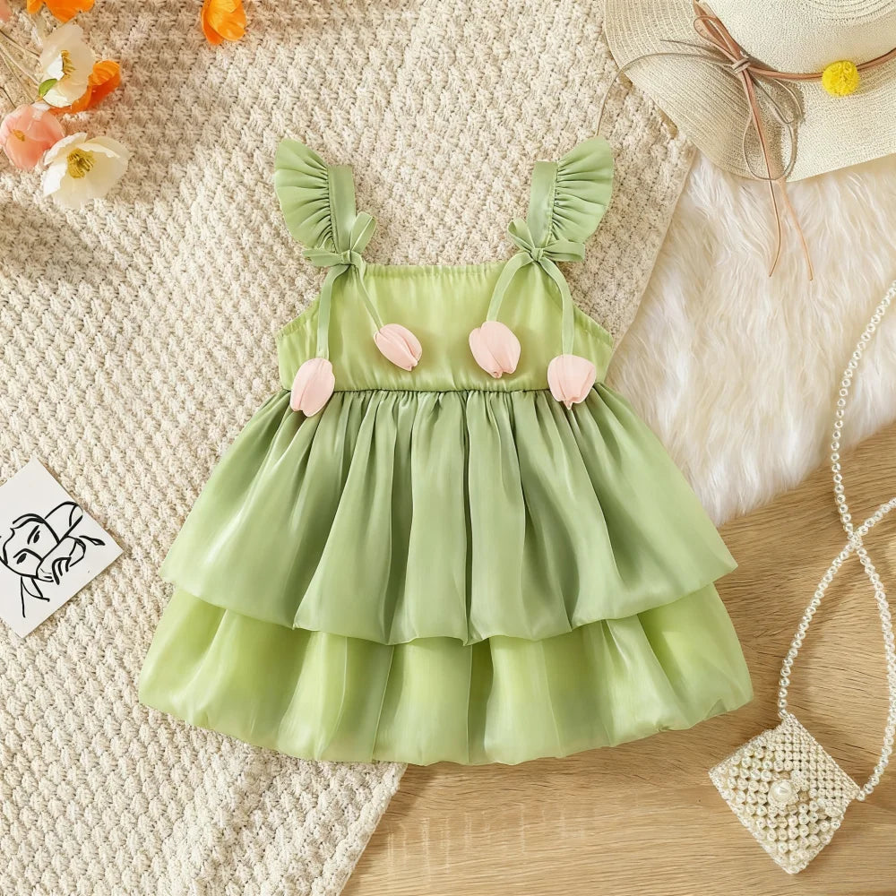 Baby Girl Floral Summer Dress — Sleeveless Cotton