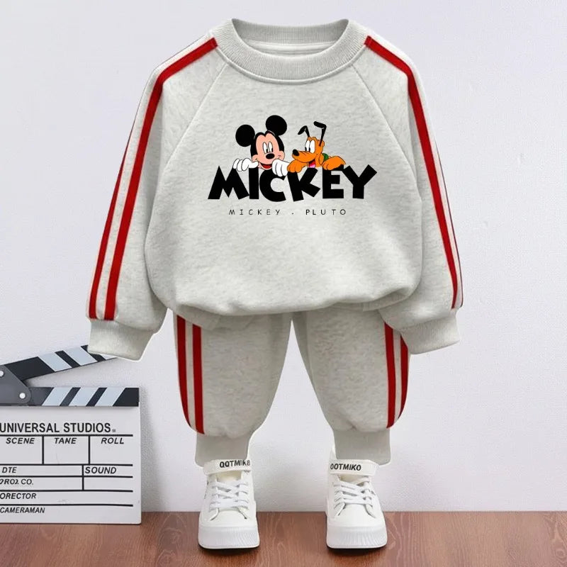Boys' Cartoon Tracksuit Set – Hoodie & Striped Pants