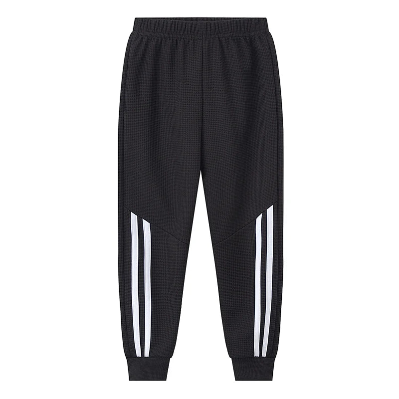 Kids Waffle Solid Sports Pants – Elastic Waist Harem Joggers (1 or 3 Pcs)