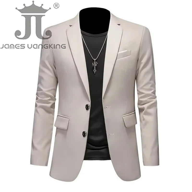 Boutique Fashion Solid Color High-end Brand Casual Business Men's Blazer Groom Wedding Gown Blazers for Men Suit Tops Jacke Coat