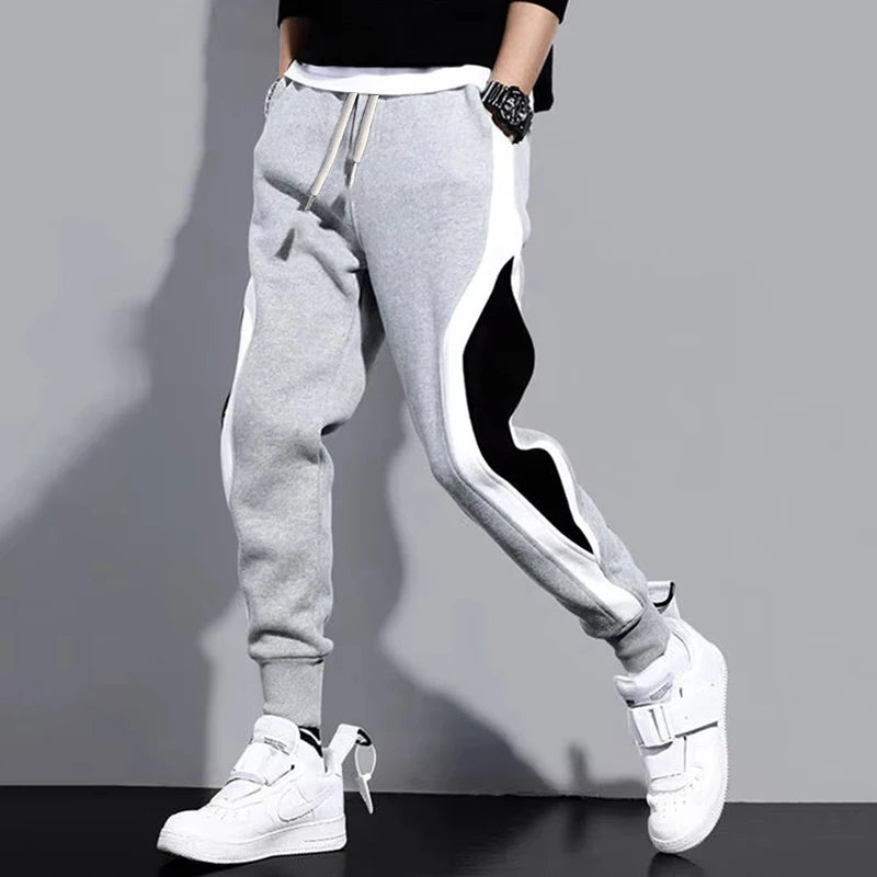 Men's Loose Harem Jogger Pants – Elastic Waist Casual Trousers with Pockets for Spring & Fall
