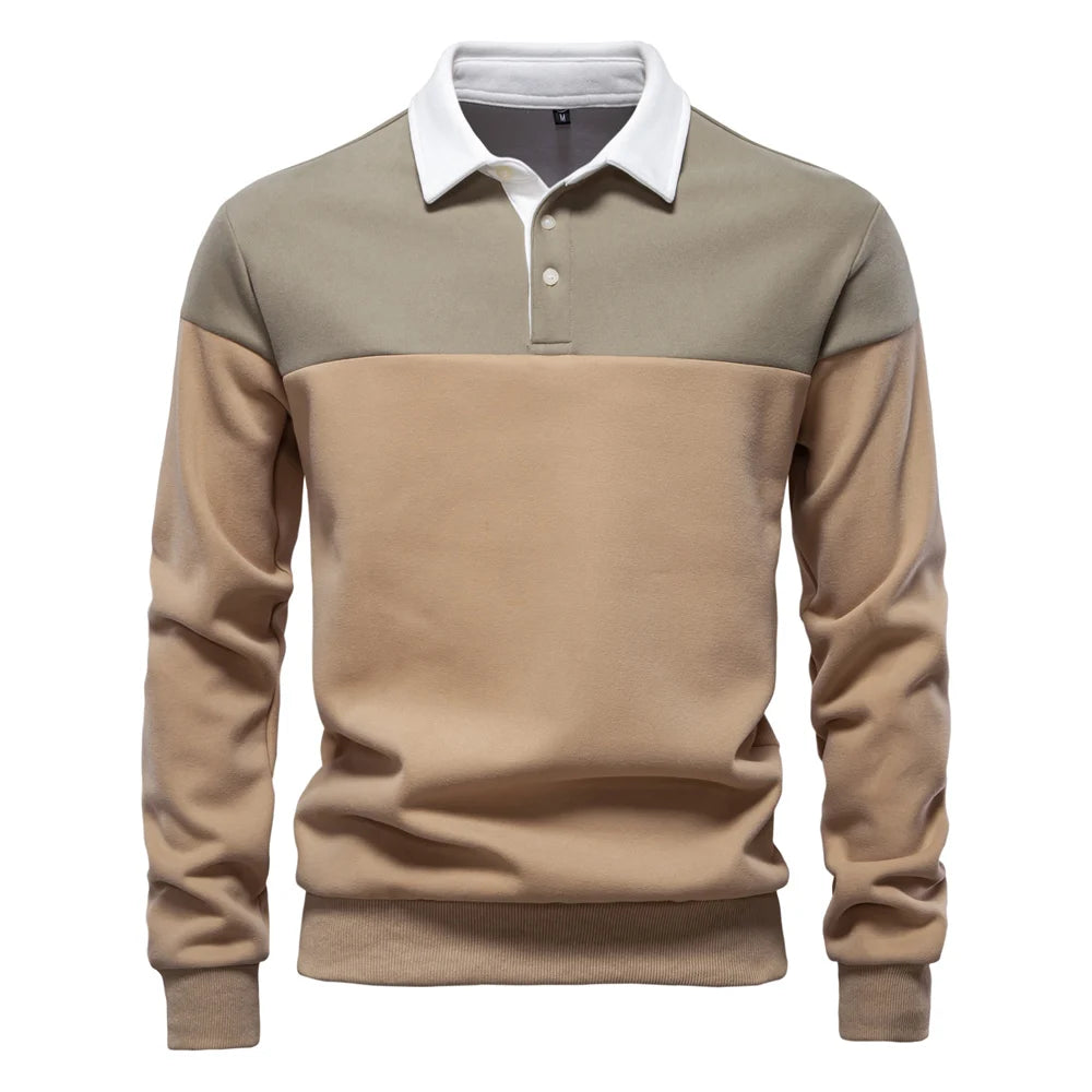 AIOPESON New Spring Men's Color-Block Cotton Blend  Hoodies for Business Casual Style Long Sleeve Sweatshirt