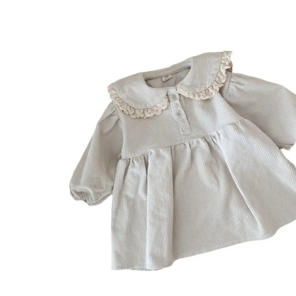Toddler Girl Corduroy Dress — Peter Pan Collar Long Sleeve