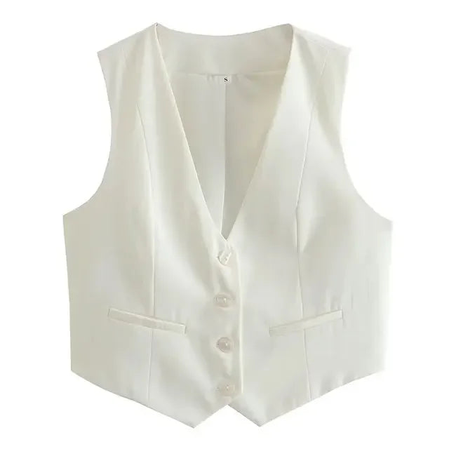 Women's Sleeveless V-Neck Slim Fit Crop Tank Top – Casual Chic Everyday Blouse