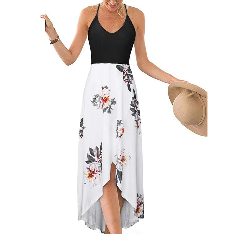 Printed V-Neck Maxi Dress