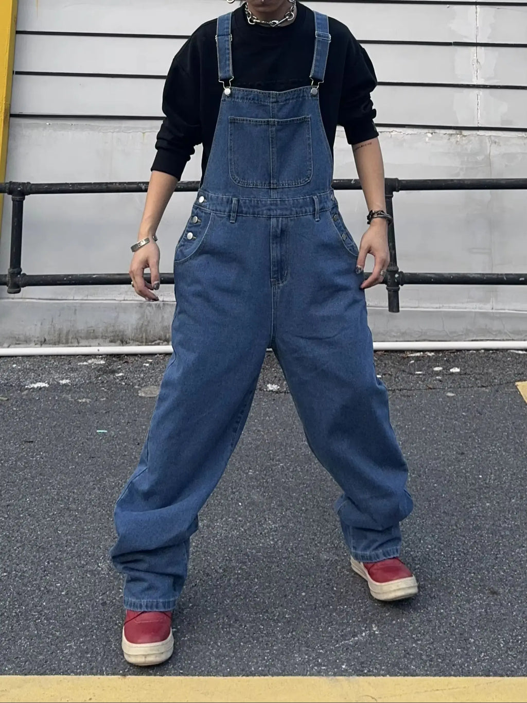 Men's Denim Overall Jumpsuit – Baggy Loose Fit Streetwear Bib Pants