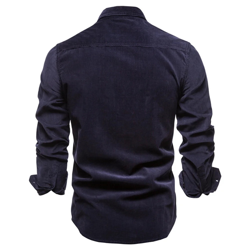 Men's Cotton Corduroy Shirt – Slim Fit Button-Down Casual Streetwear