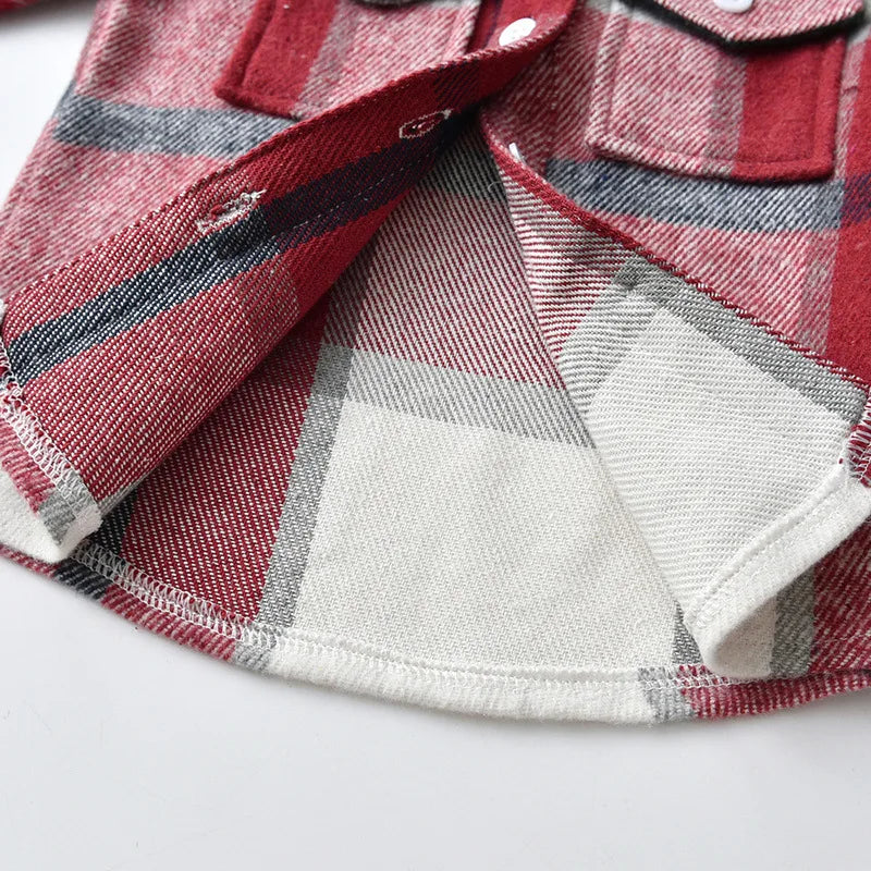 Kids' Korean Plaid Double-Breasted Cardigan Coat – Trendy Unisex Short Jacket for Boys & Girls