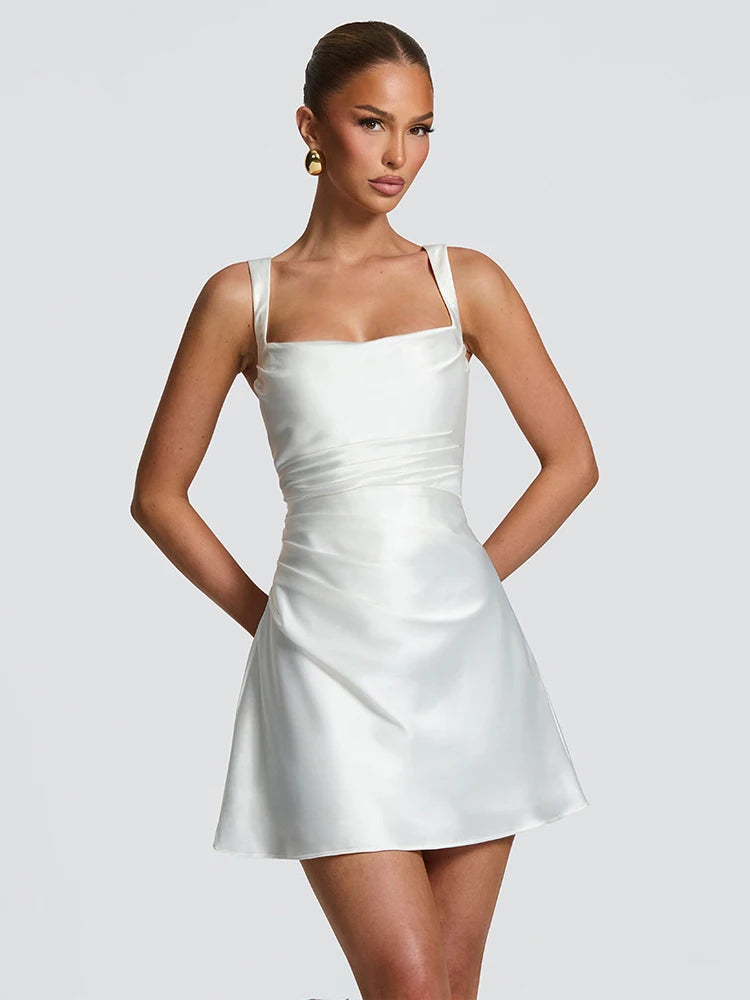Women's Pleated Halter Backless Maxi Dress – Elegant Party Gown
