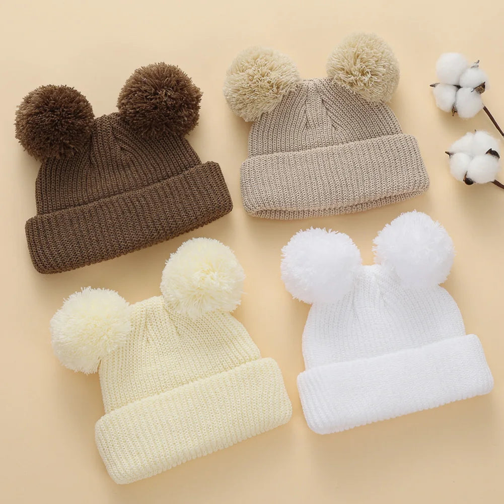 Newborn Knitted Pom Pom Hat | Baby Turban Bonnet 0-12M