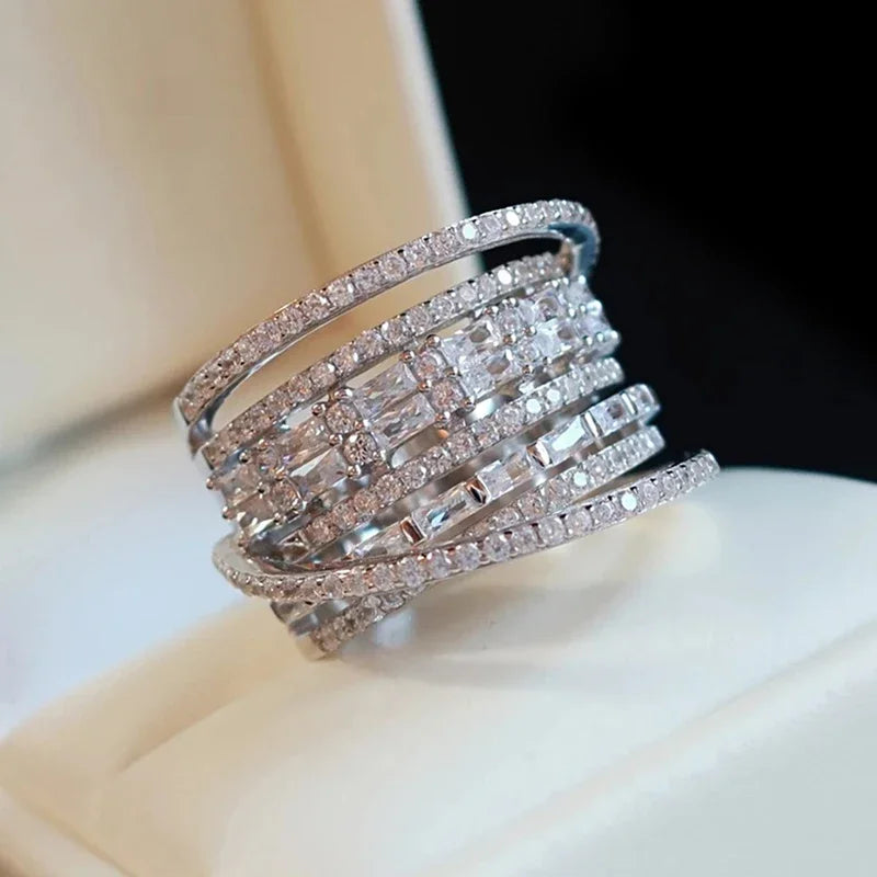 HUITAN Women's CZ Statement Ring