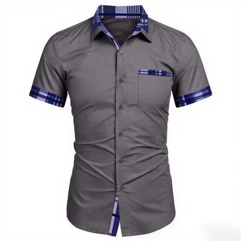 Men's short-sleeved shirts business office wear button-down shirts loose style oversized size XS-5XL soft fabric fast delivery