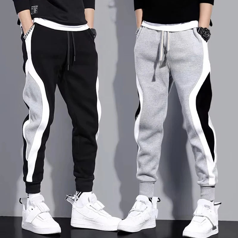 Men's Loose Harem Jogger Pants – Elastic Waist Casual Trousers with Pockets for Spring & Fall