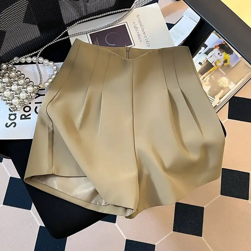 Women's High Waist Wide Leg Shorts — Pleated Loose Fit Summer Pants