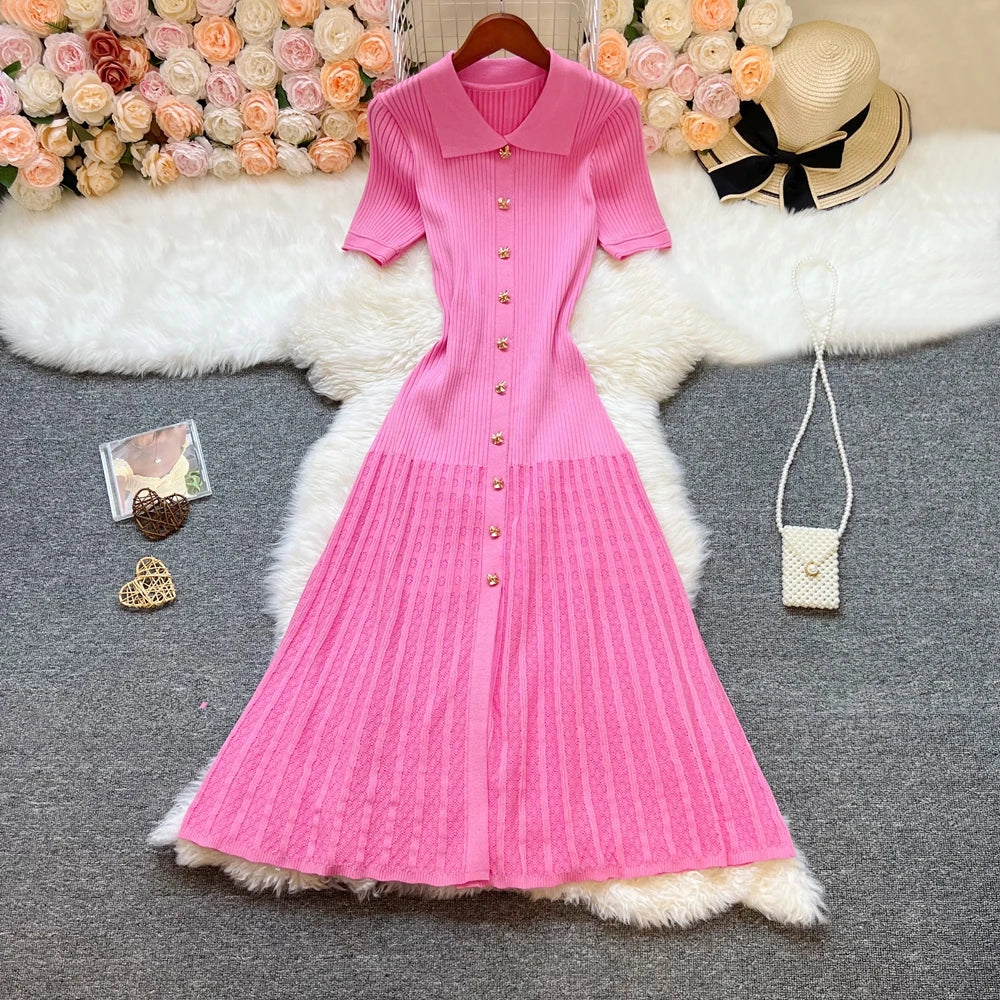 Collared Knit Midi Dress