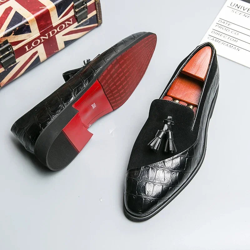 Men's Vintage Wingtip Tassel Brogue Slip-On Loafers – Formal Comfort Dress Shoes