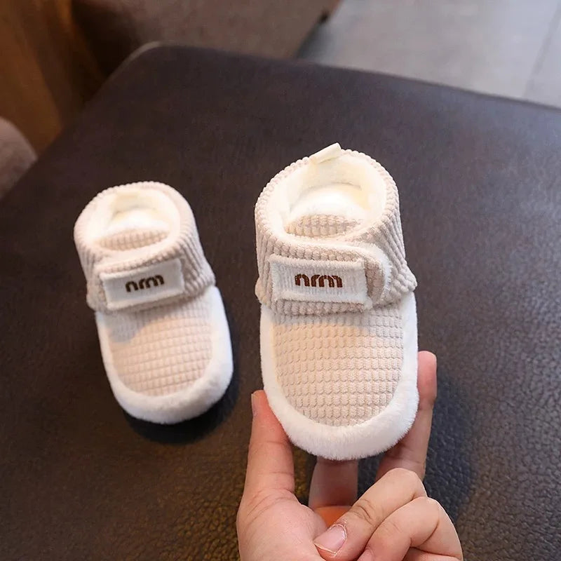0-18M Apricot New Soft Winter Boots Baby Girl Boy Winter Warm Shoes Solid Fashion Toddler Fuzzy Balls First Walkers Kid Shoes