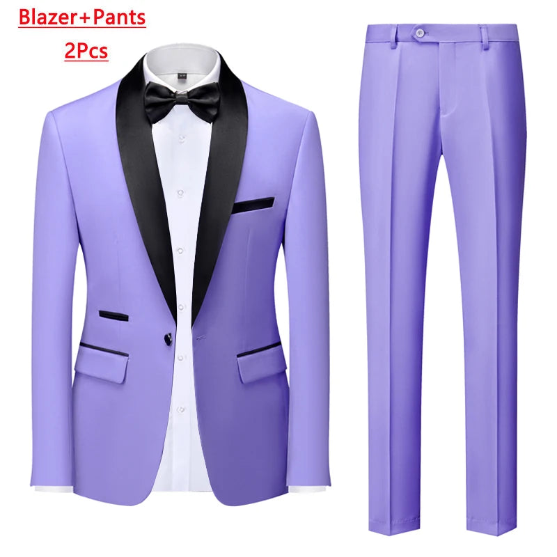 M-6XL Men's Casual Business Have Smoking Suit High End Brand Boutique Fashion Blazer Vest Pants Groom Wedding Dress Party Suit
