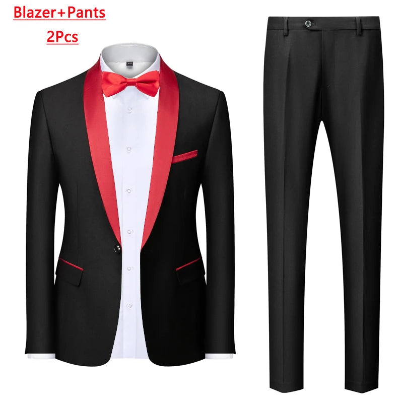 M-6XL Men's Casual Business Have Smoking Suit High End Brand Boutique Fashion Blazer Vest Pants Groom Wedding Dress Party Suit
