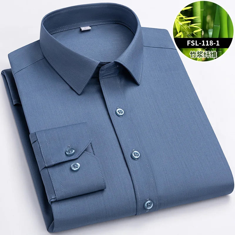 Men's Bamboo Fiber Dress Shirt — Anti-Wrinkle Slim Fit