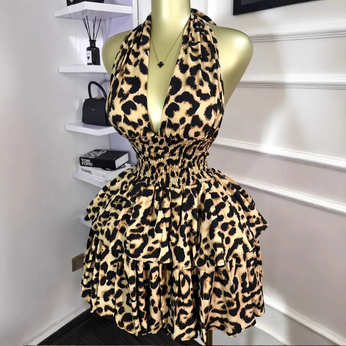 Leopard Ruffle Mini Dress