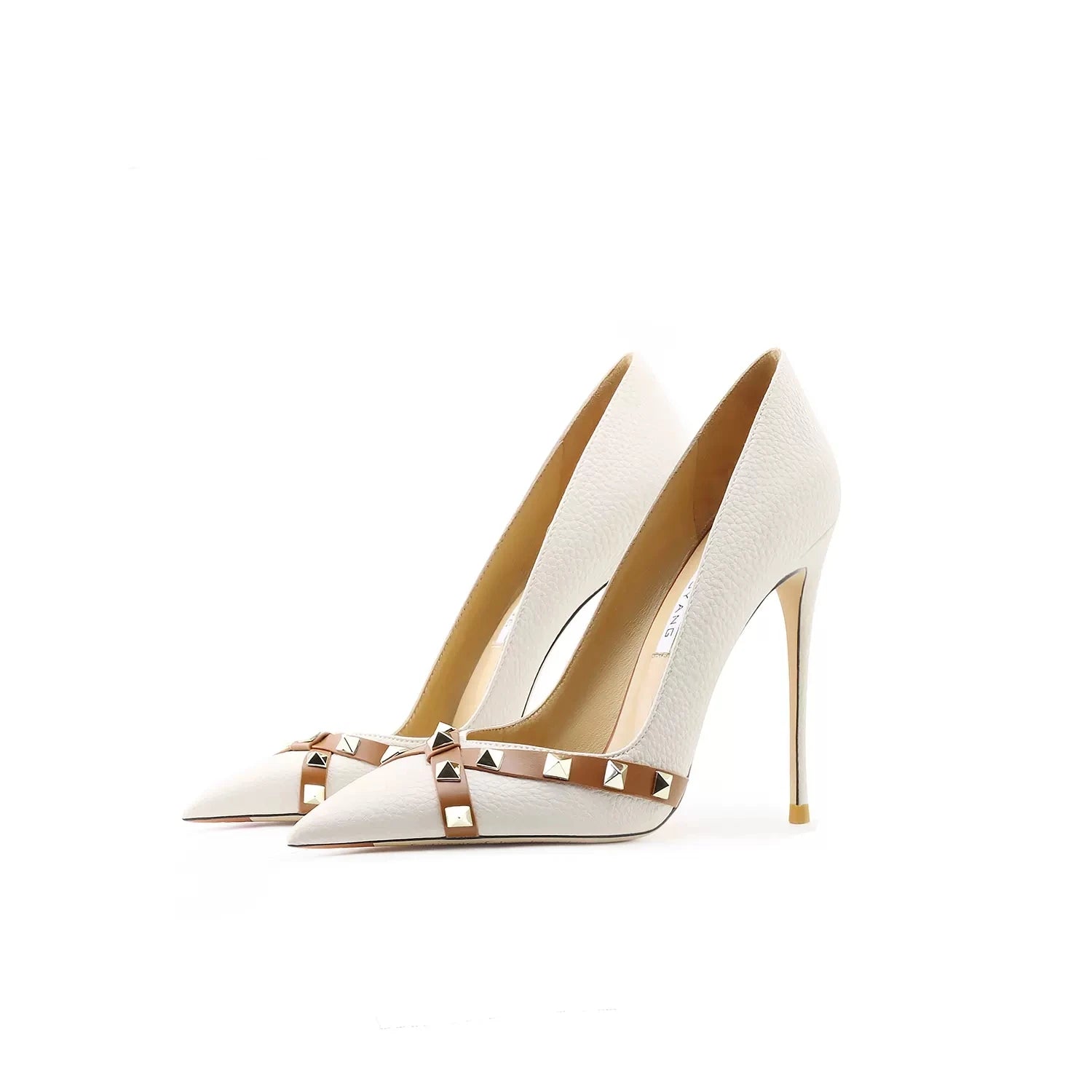 Women's Patent Leather Rivet Stiletto Pumps – Star Style Luxury High Heels for Evening & Wedding