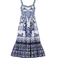 Women's Printed Maxi Dress – V-Neck Spaghetti Strap Beach Vacation Dress