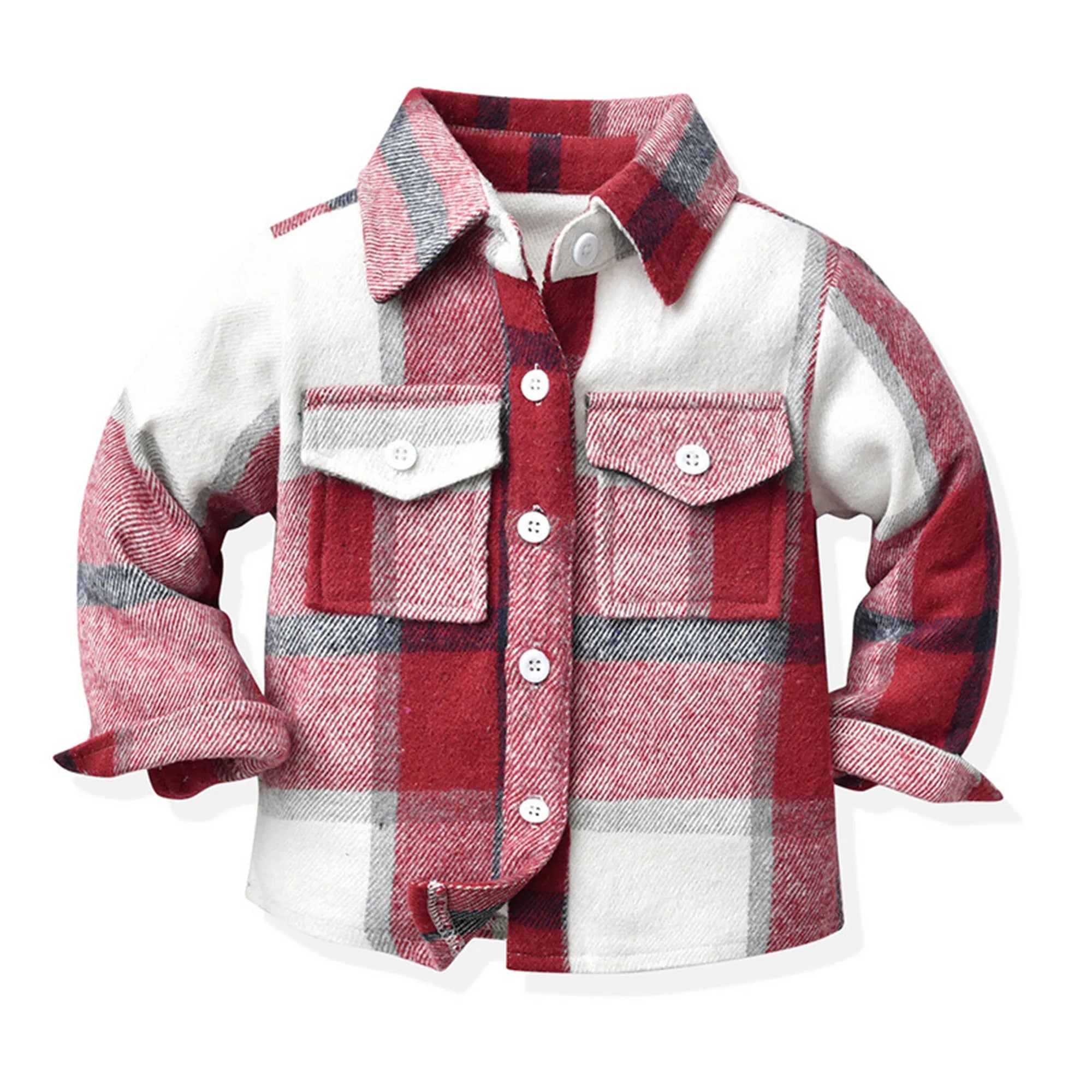 Kids' Korean Plaid Double-Breasted Cardigan Coat – Trendy Unisex Short Jacket for Boys & Girls