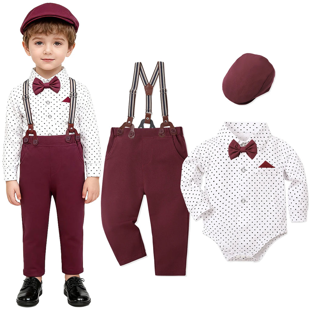 Baby Christmas Outfi Boys Xmas Red Clothes Newborn Easter Church Green Suit Infant New Year Party Gift Formal with Hat