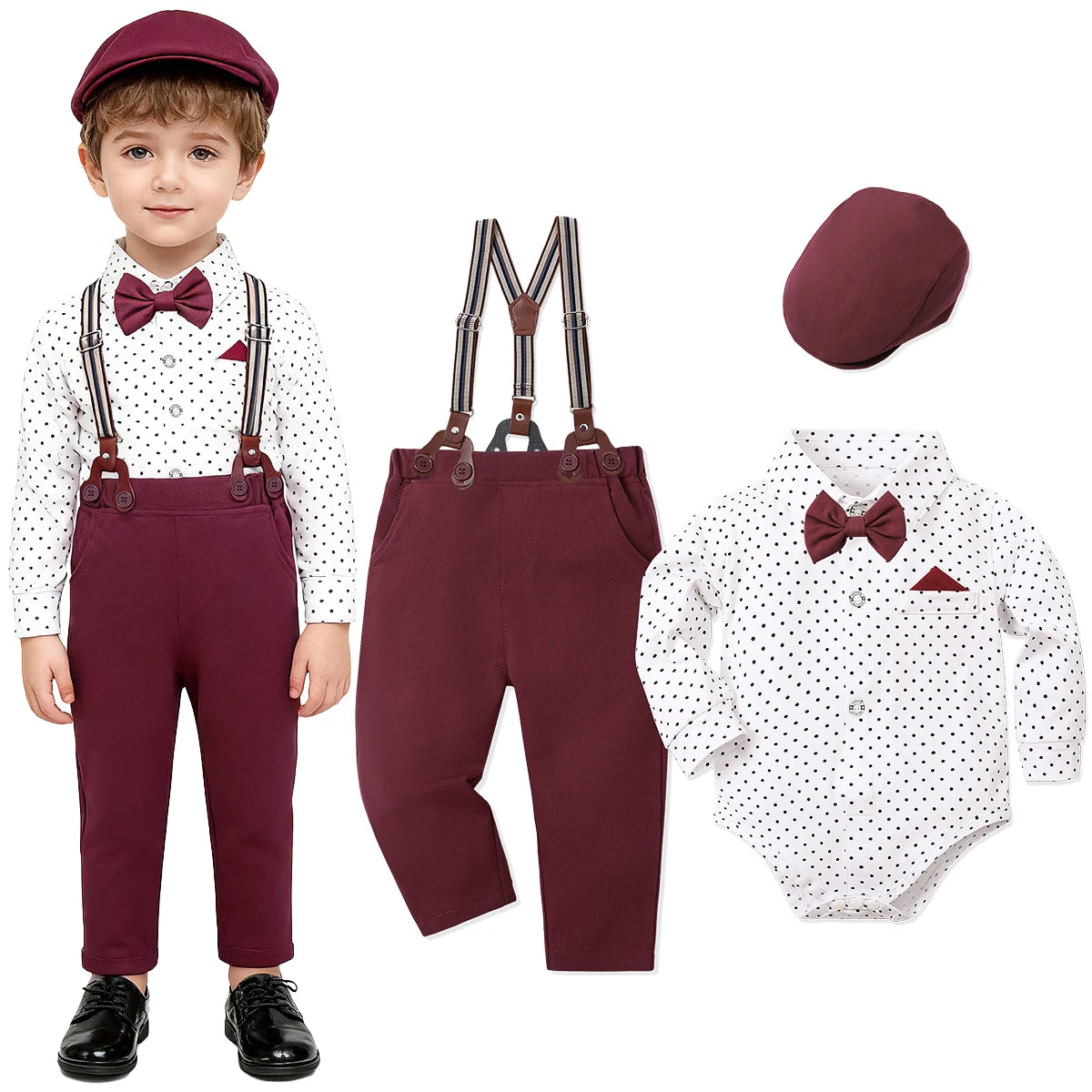 Baby Christmas Outfi Boys Xmas Red Clothes Newborn Easter Church Green Suit Infant New Year Party Gift Formal with Hat