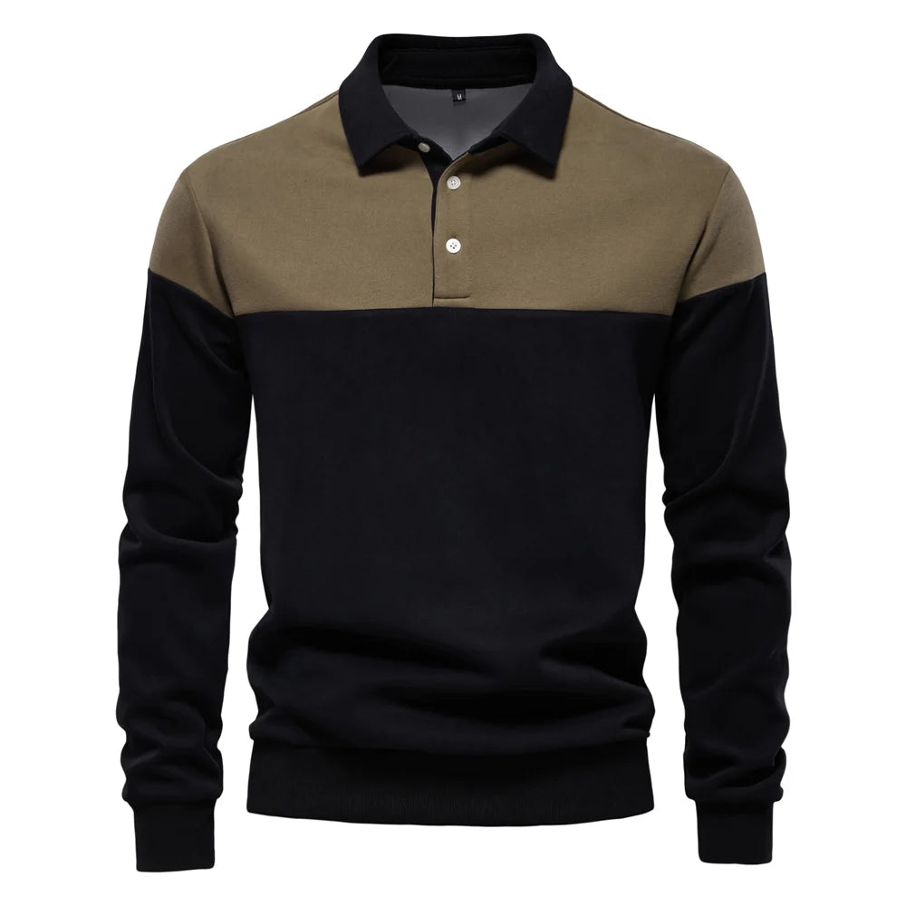 AIOPESON New Spring Men's Color-Block Cotton Blend  Hoodies for Business Casual Style Long Sleeve Sweatshirt
