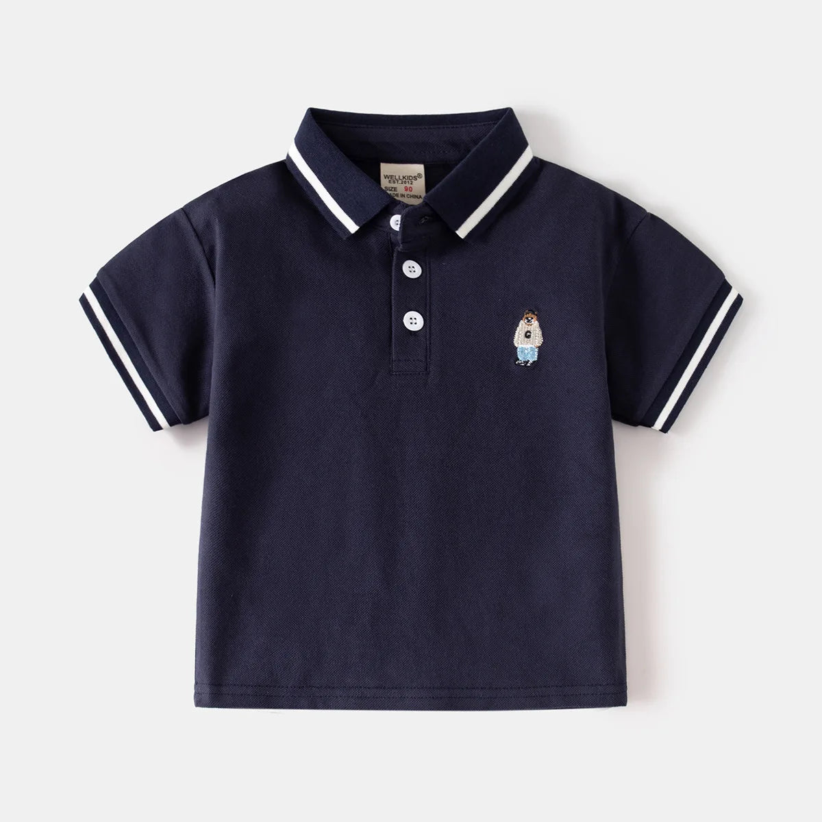 Boys' Cute Bear Polo T-Shirt – Toddler Cotton Cartoon Top