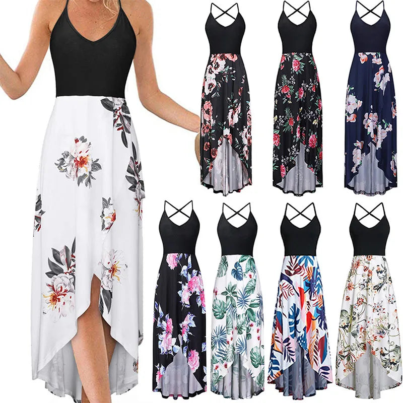 Printed V-Neck Maxi Dress