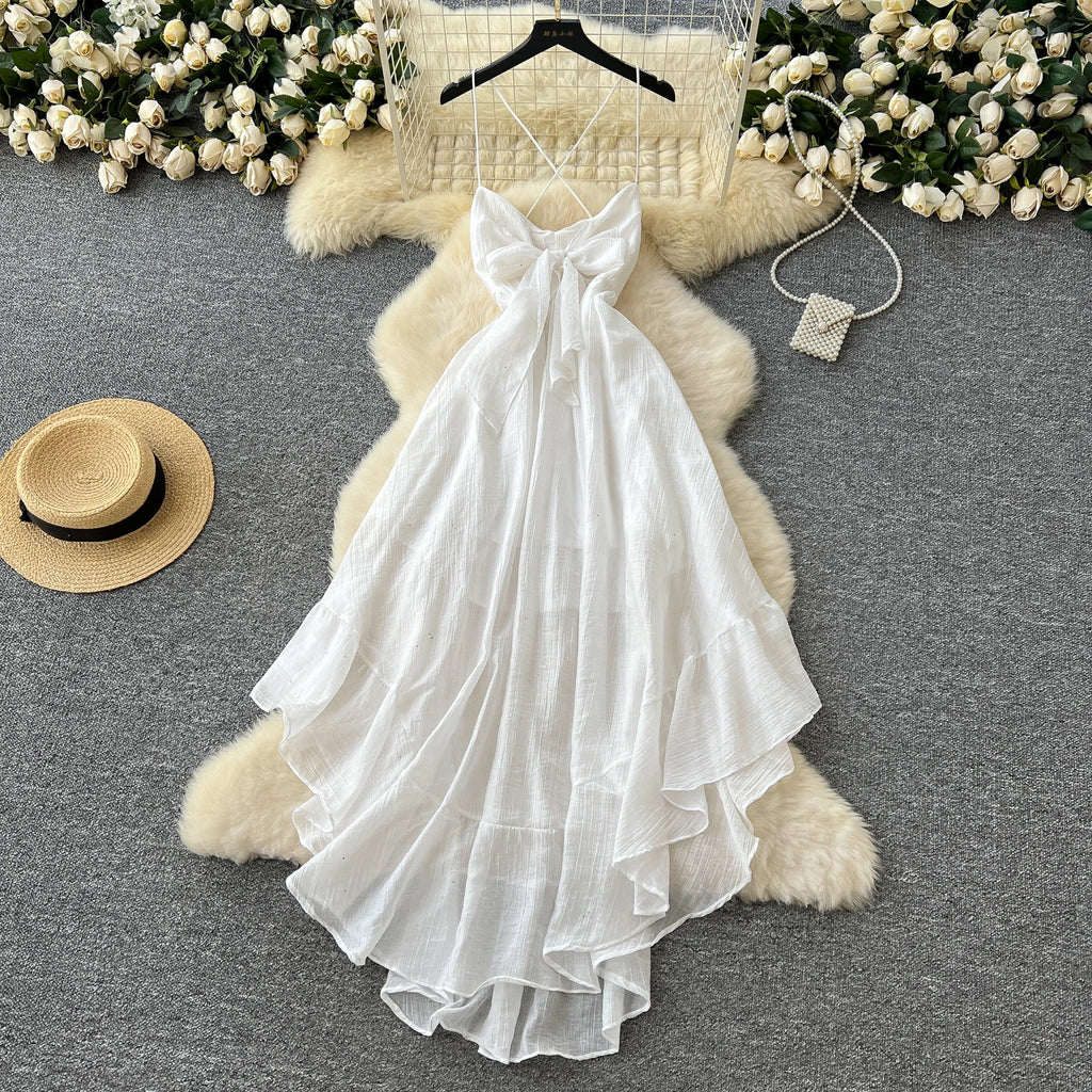 Women's Glitter Butterfly Backless Dress — Elegant Korean Style