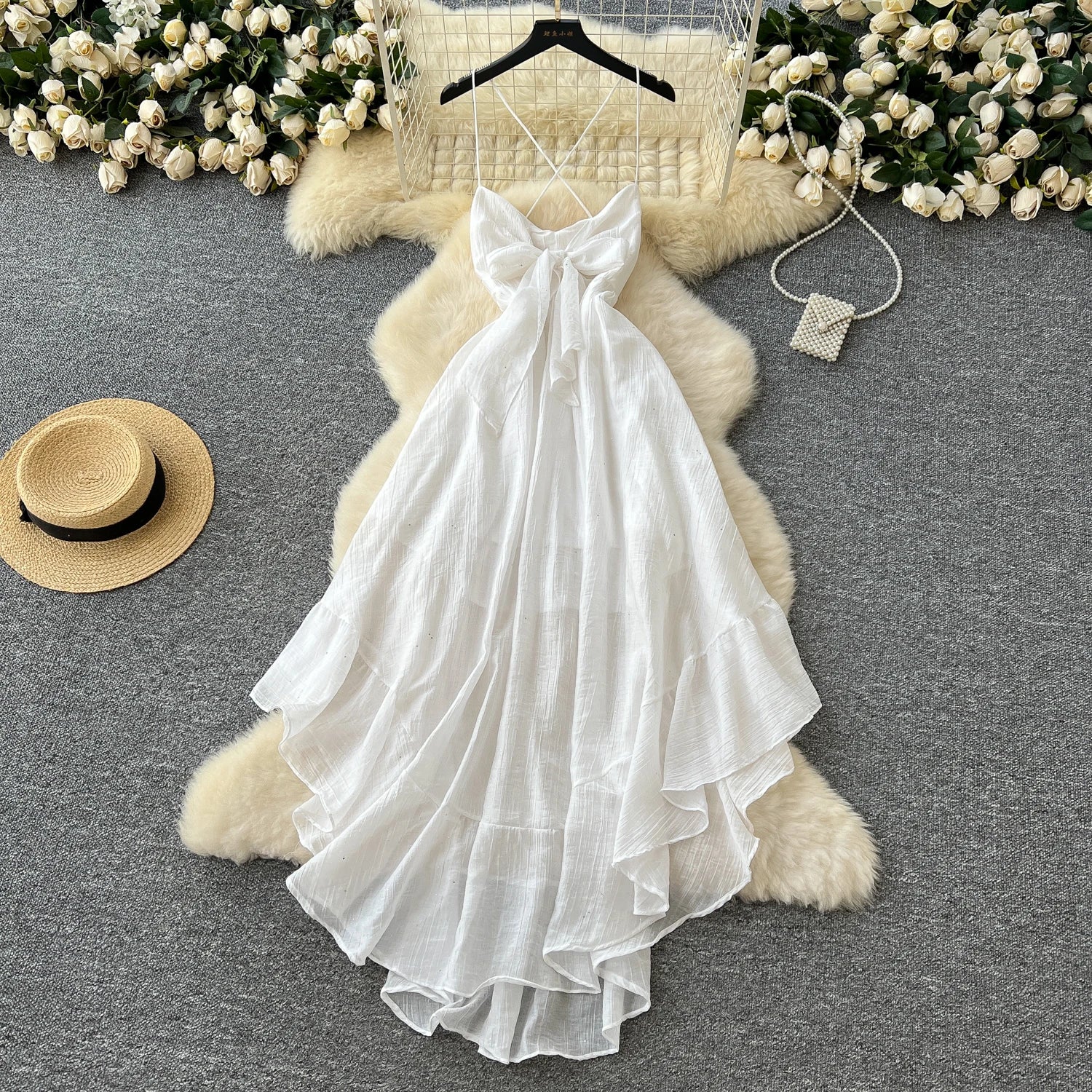 vintage backless sleeveless glitter butterfly asymmetrical pleated Elegant Slim Vintage High Street Korean Fashion Women Clothes