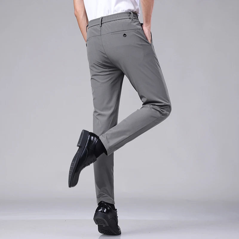 Men's Ice Silk Slim Straight Pants – Lightweight Summer Trousers