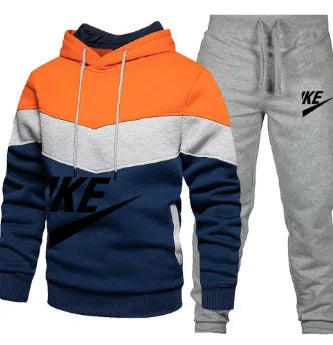 A new autumn and winter fashion combination hooded sweatshirt and sweatpants two-piece men's casual fitness jogging set