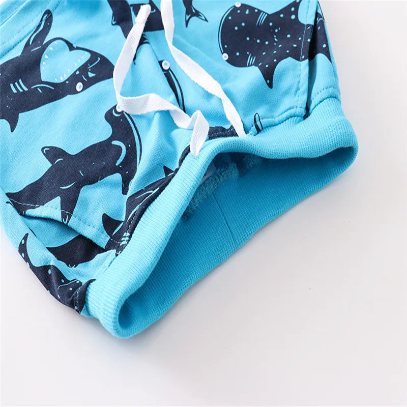 Jumping Meters 2-7T Summer Boys Shorts Sharks Print Drawstring Baby Boys Girls Short Pants Animals  Children's Kids Trousers