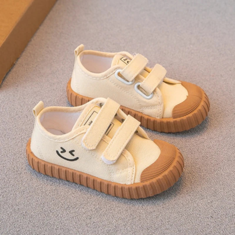 Kids Canvas Sneakers – Non-Slip Hook & Loop Shoes (Size 21–32)