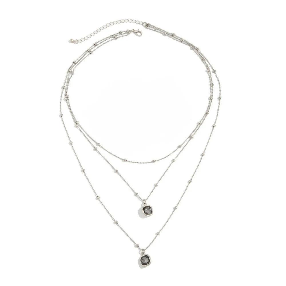 Multi-Layer Rhinestone Pendant Necklace | Vintage Party Charm Jewelry
