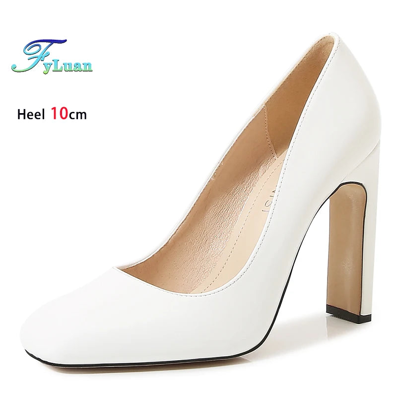 Women's Square Toe High Heel Pumps – 10cm Office Lady Stilettos