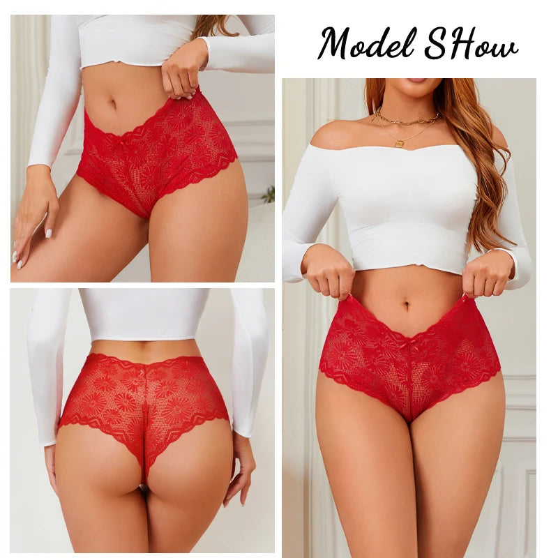 Women's Lace Boyshort Panties 6-Pack | Seamless High-Rise Floral Lingerie | S–2XL