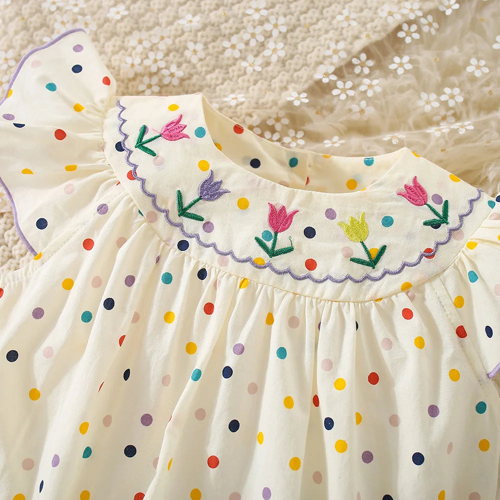 Baby Girl Polka Dot Cotton Jumpsuit – Summer Bodysuit (0–18M)
