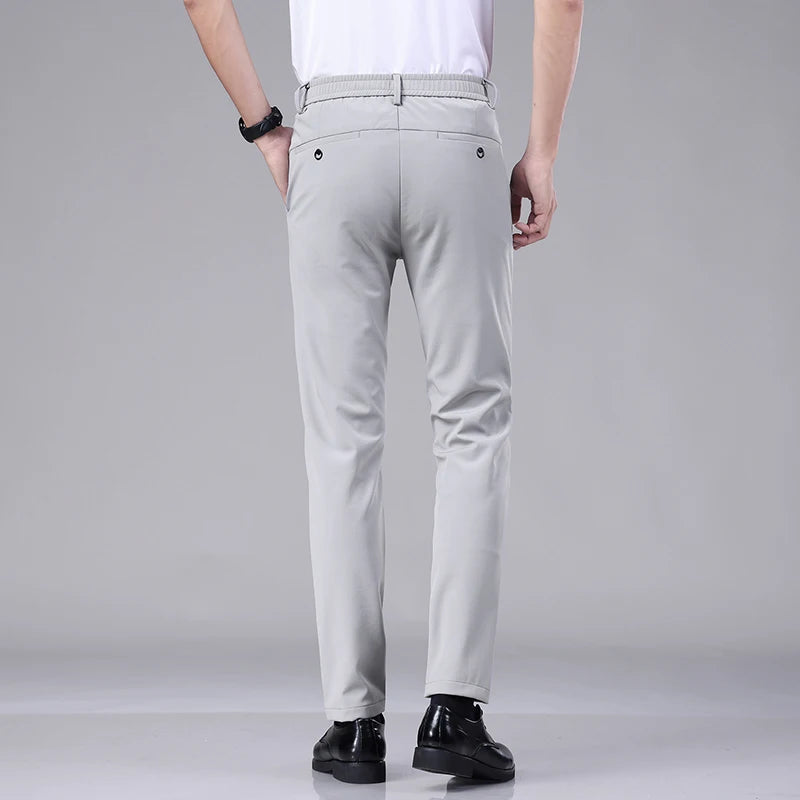 Men's Ice Silk Slim Straight Pants – Lightweight Summer Trousers