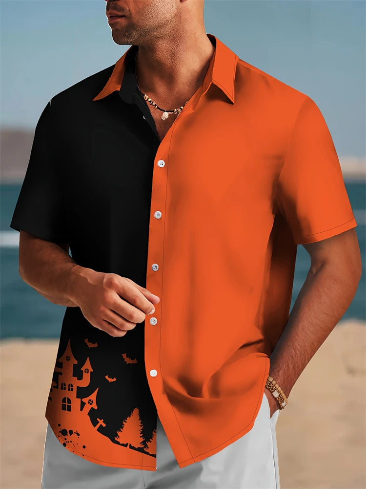 Summer Stripe Color Block 3D Printed Casual Office Shirt Mens Womens Casual Fashion Vintage Short Sleeve Shirt Mens Tops Shirt