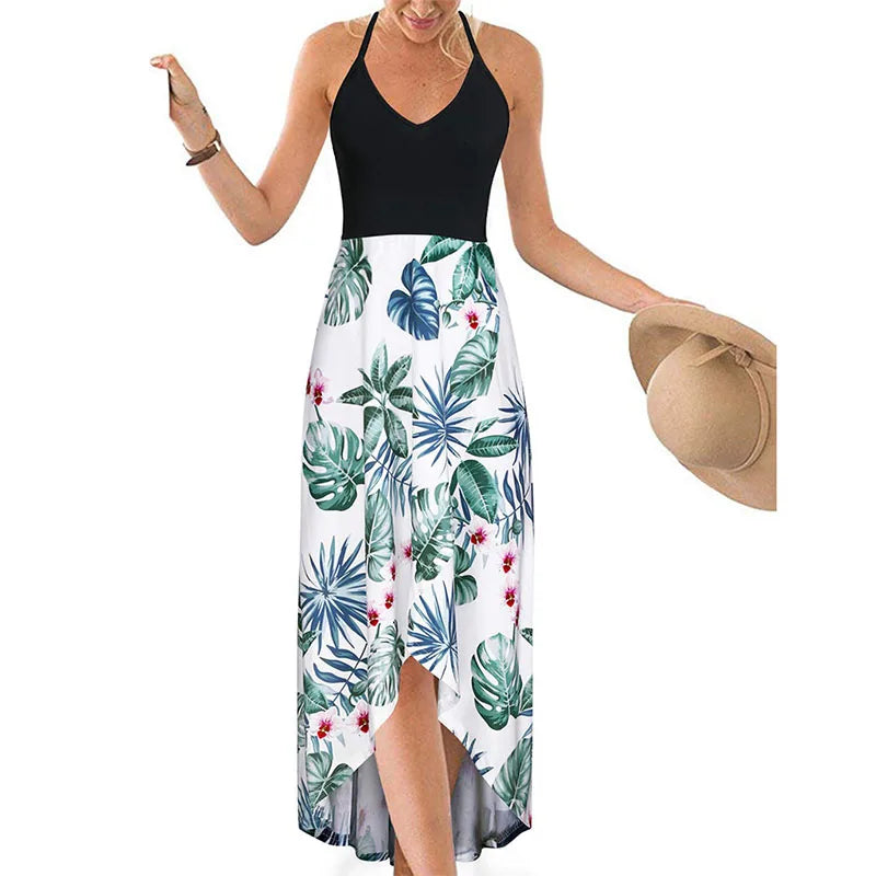 Printed V-Neck Maxi Dress
