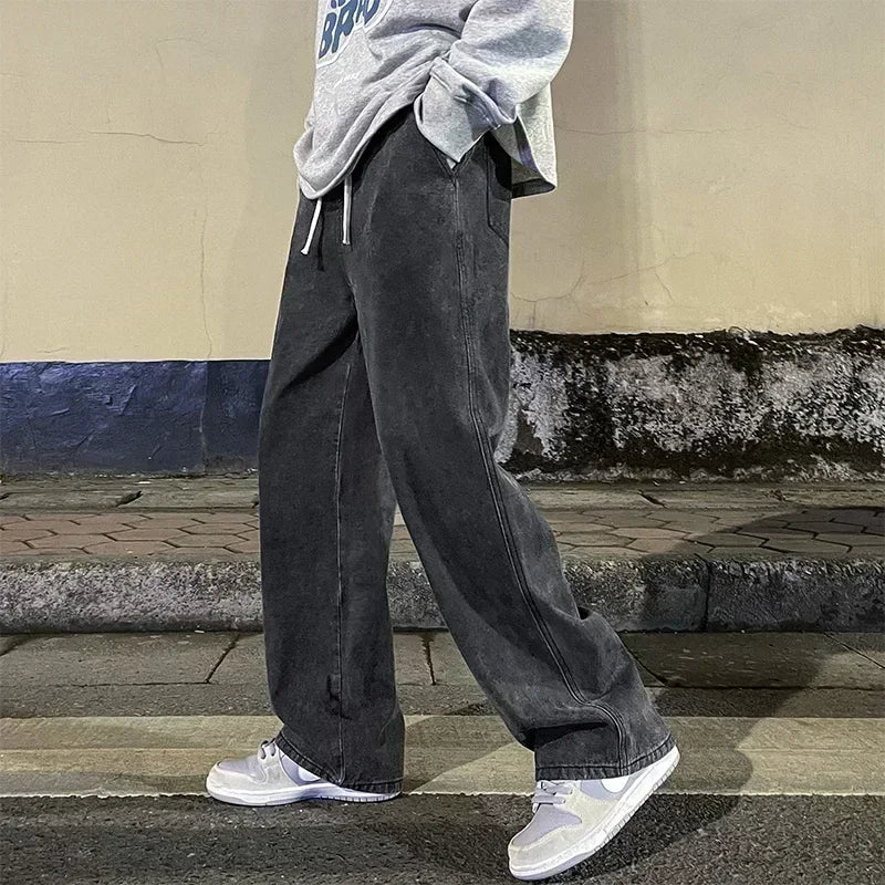 Men's Wide Leg Loose Jeans – Korean Streetwear Style