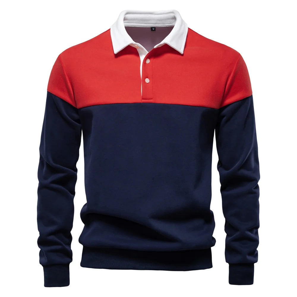 AIOPESON New Spring Men's Color-Block Cotton Blend  Hoodies for Business Casual Style Long Sleeve Sweatshirt