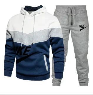A new autumn and winter fashion combination hooded sweatshirt and sweatpants two-piece men's casual fitness jogging set